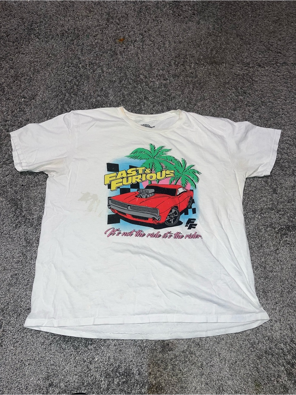 Zumiez White Short Sleeve Tee with Red Car Graphic